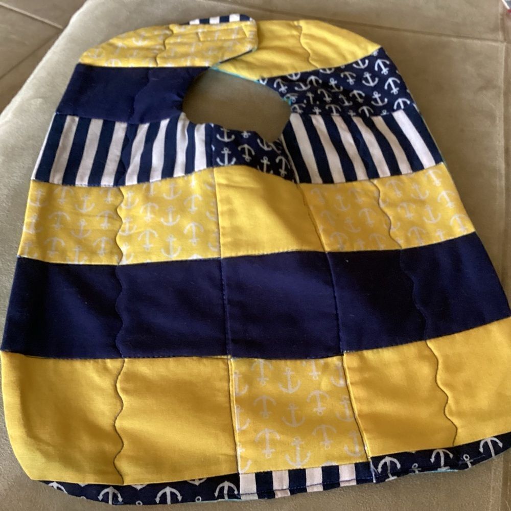 NWT. Hand Crafted Quilted Reversible Baby Bib